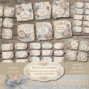 Blue Lace and Roses Labels and Ephemera