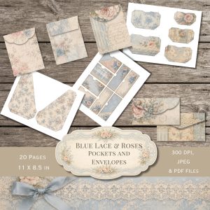 Blue Lace and Roses Pockets and Envelopes