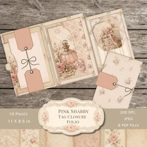 Shabby Pink Tag Closure Folio
