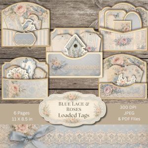 Blue Lace and Roses Loaded Tags