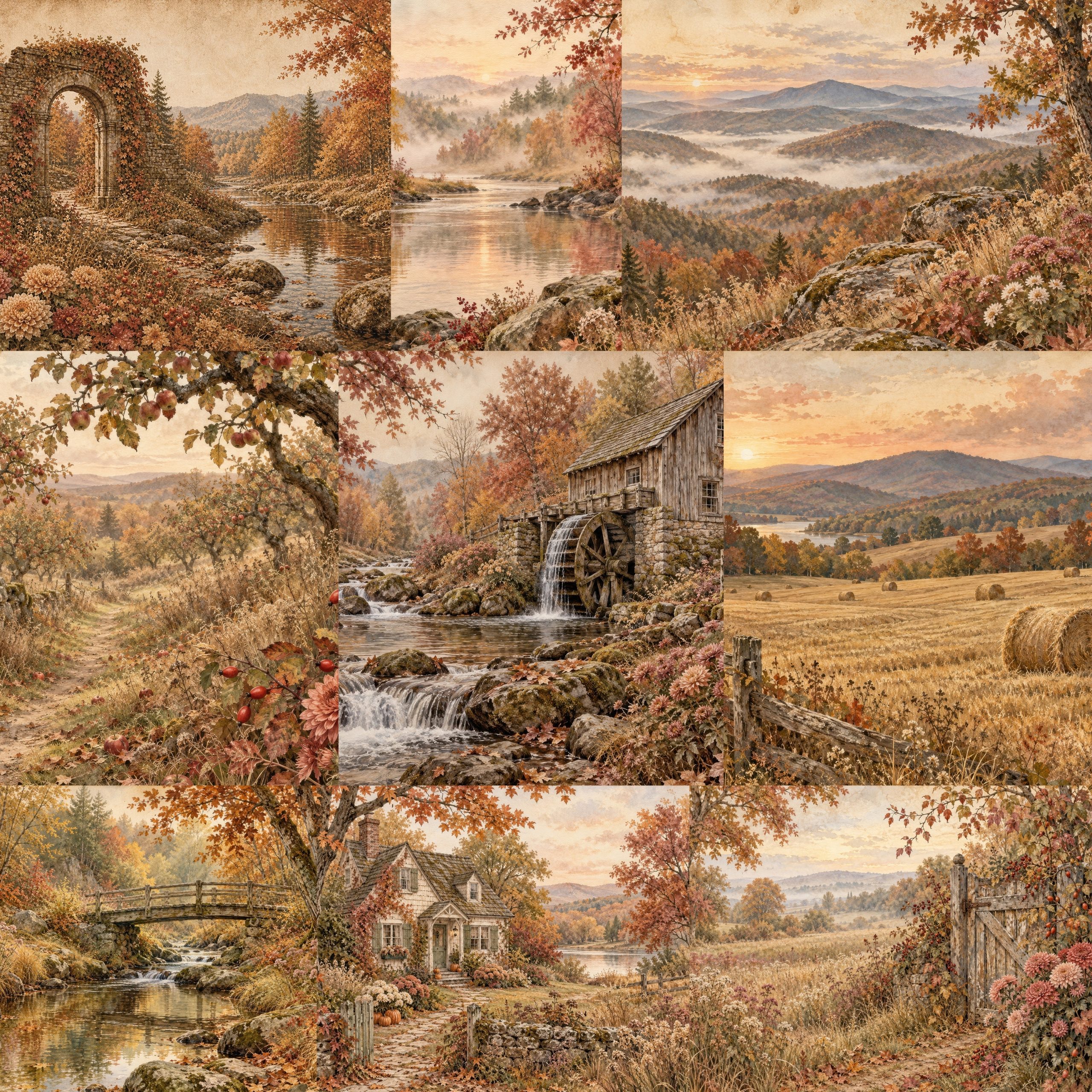 Shades Of Autumn Scenic Digital Papers - Image 2