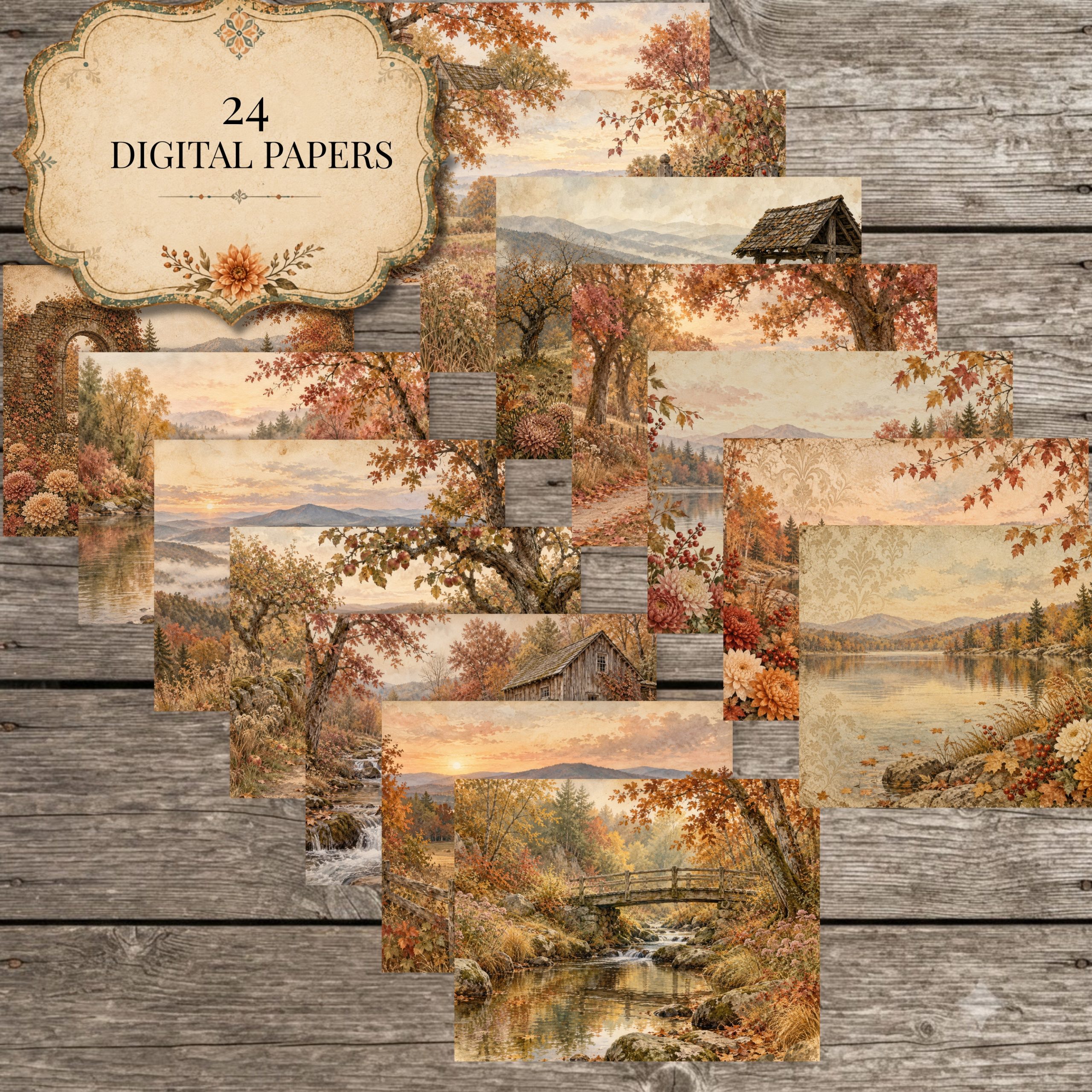 Shades Of Autumn Scenic Digital Papers - Image 5